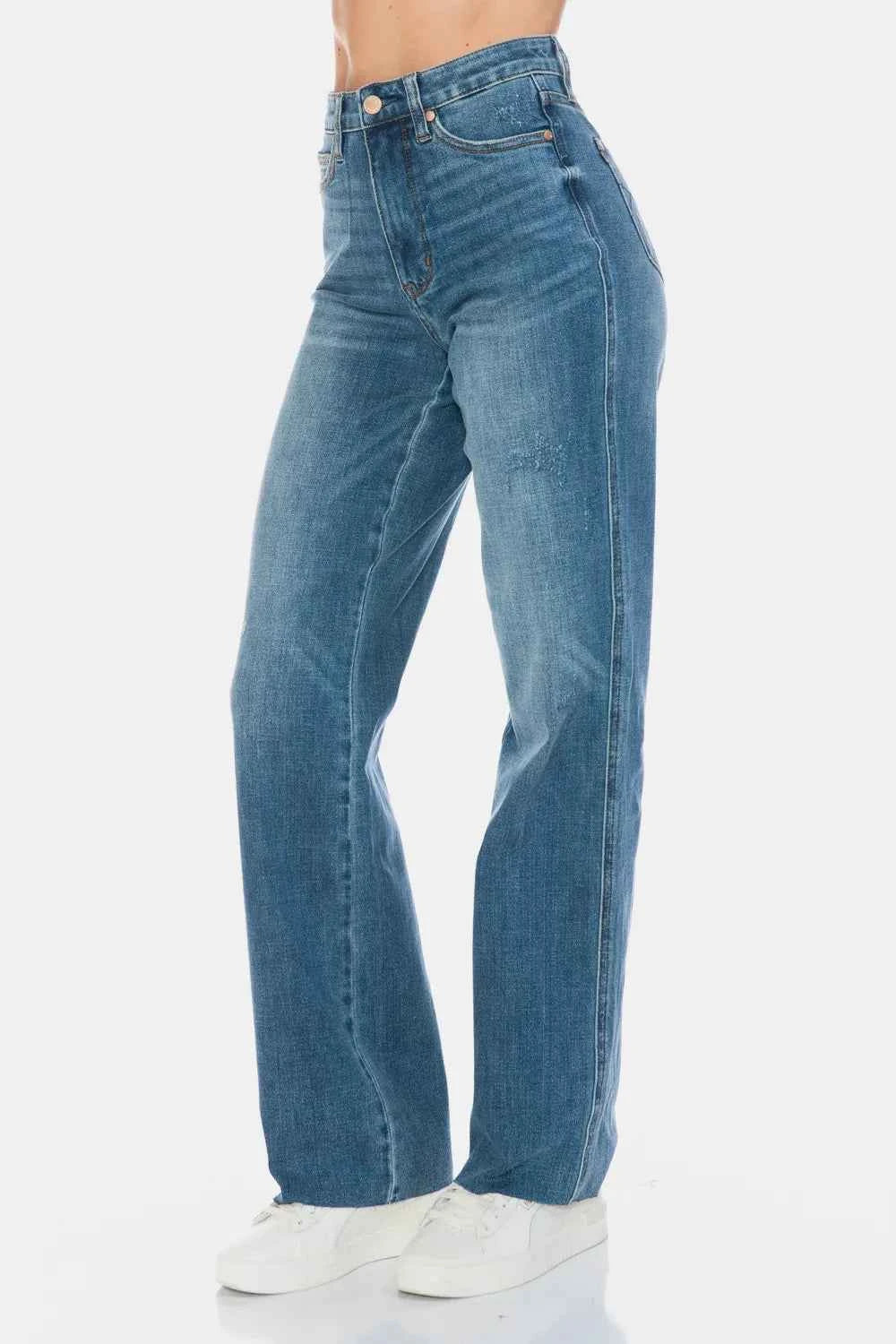 Judy Blue Full Size Tummy Control Cut Raw Hem Straight Jeans f95b6be8-3cc1-4737-a0c8-9e0855e6399f-Max