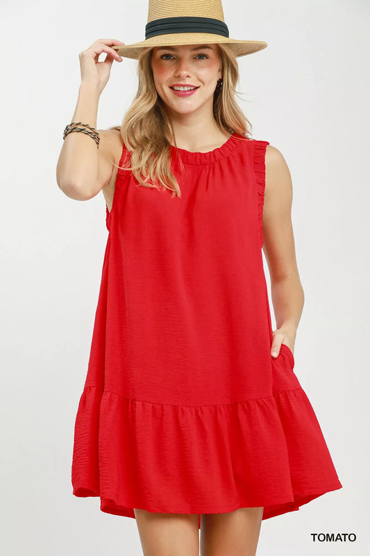 Sleeveless Ruffle Trim Drop Waist Mini Dress TOMATO f95e3a55-e616-4c29-bc6b-2b4c199125a6-Max-Origin