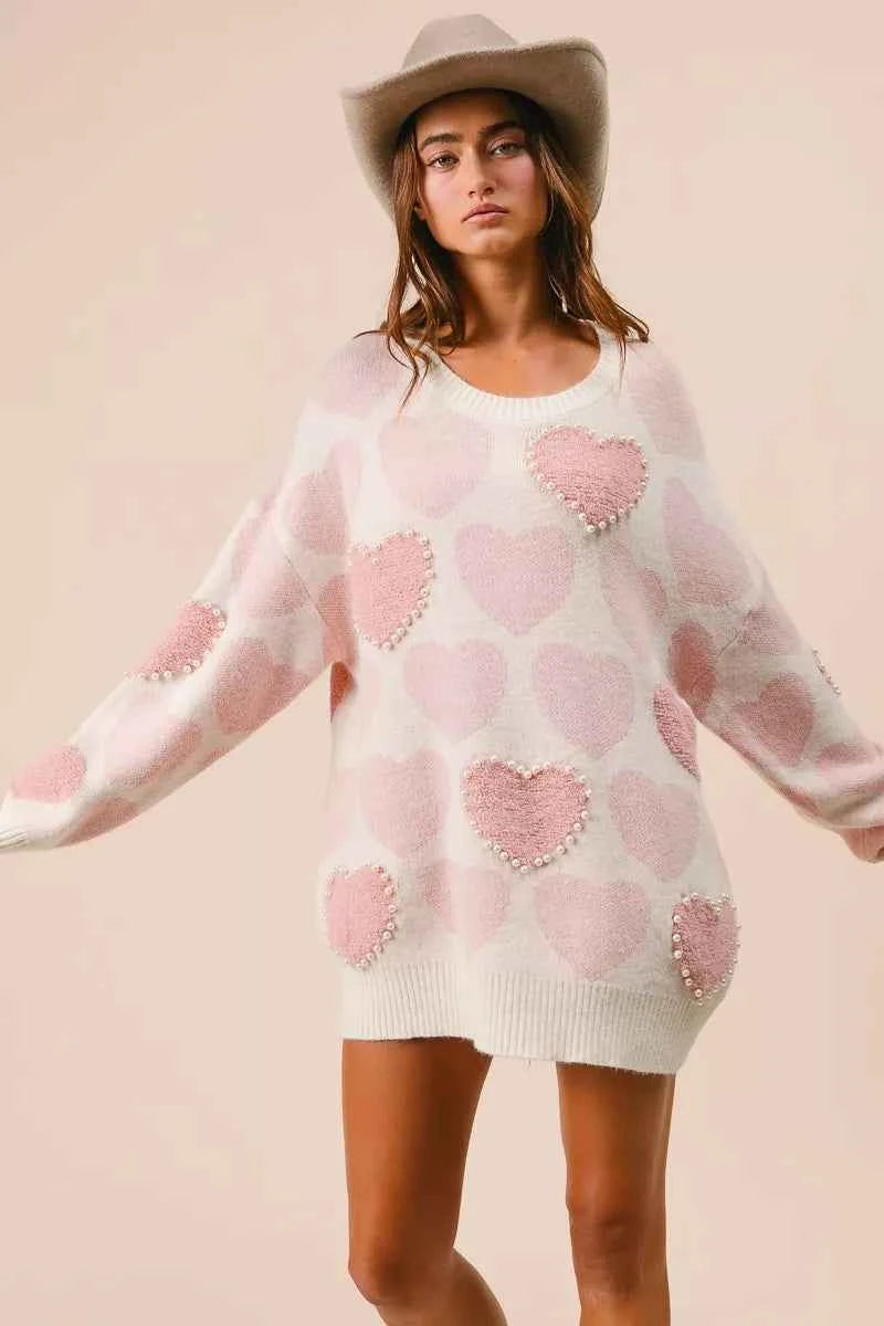 BiBi Heart Pattern Sweater with Pearl Detail f964100d2fac43fa8a4ea4512524b6b3-Max-Origin