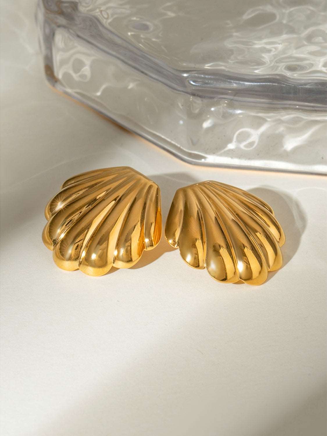 18K Gold-Plated Stainless Steel Shell Stud Earrings