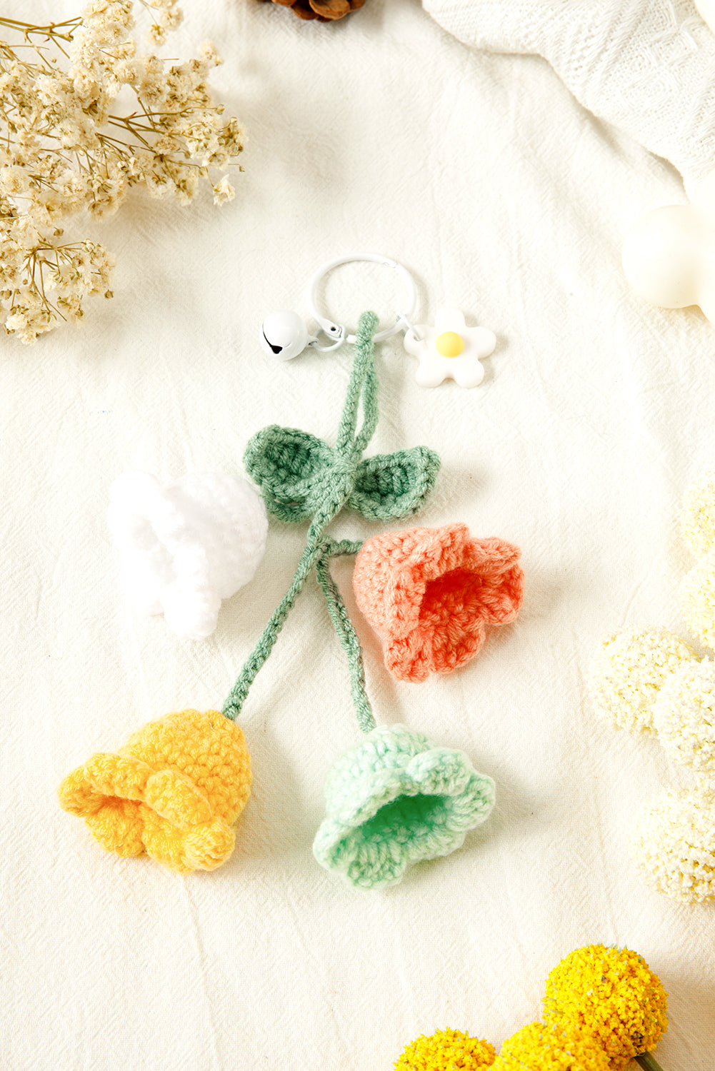 Meadow Mist Green Cute Crochet Flower Keychain f967242c5255cdae