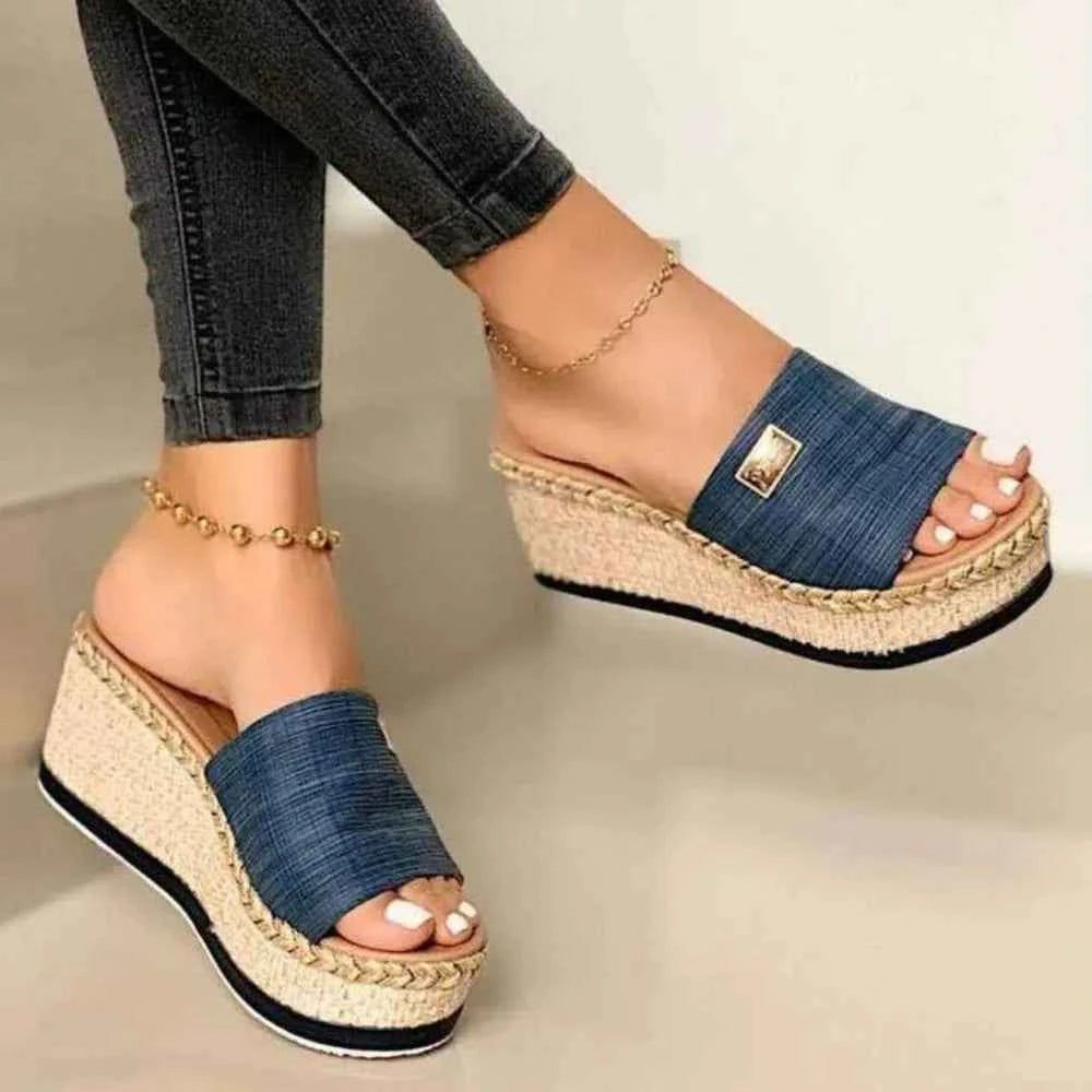 PU Leather Open Toe Sandals Dark Blue f97e01a7-a521-476a-9041-a6c6319b0af2-Max