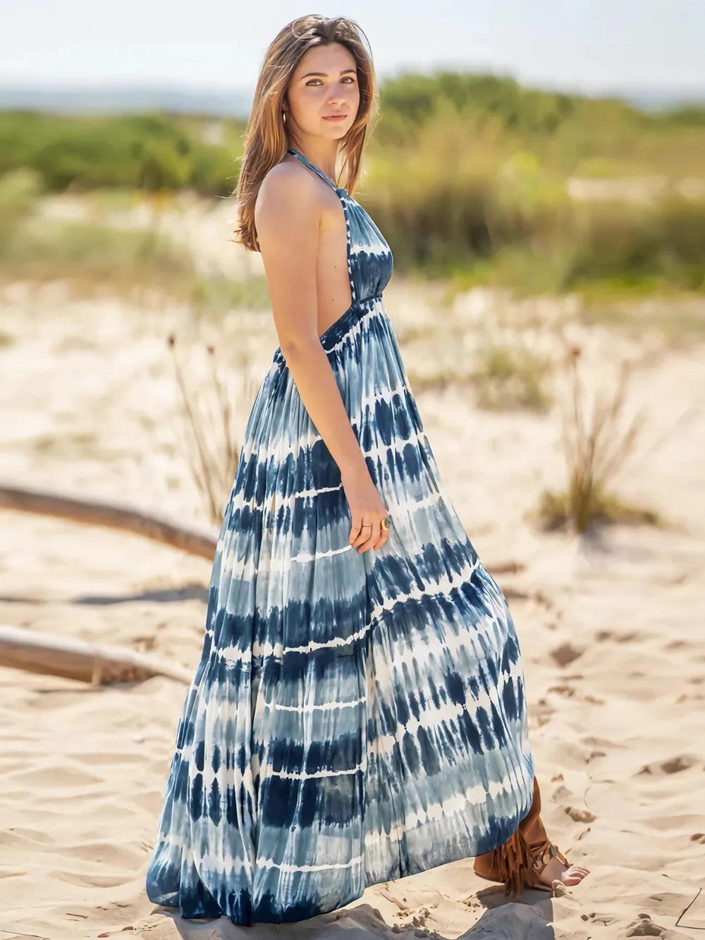 Tie-Dye Halter Neck Dress f98155c2-05d3-4696-9644-cc38a110234e-Max