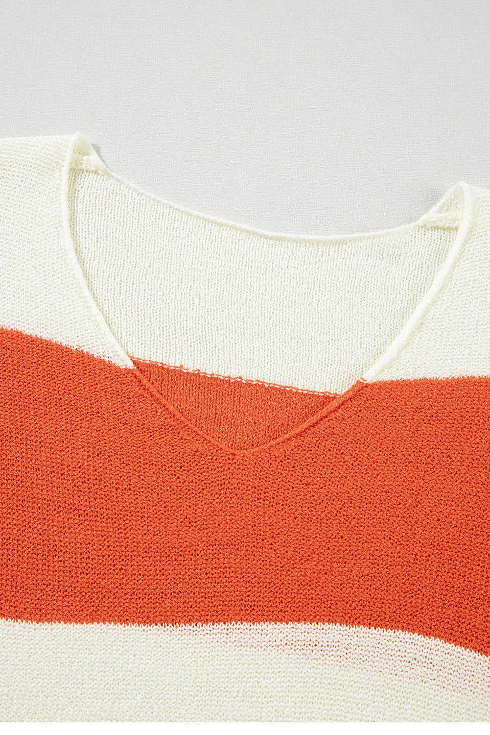 Orange Colorblock V Neck Side Slits Sweater f9884135127d05c3