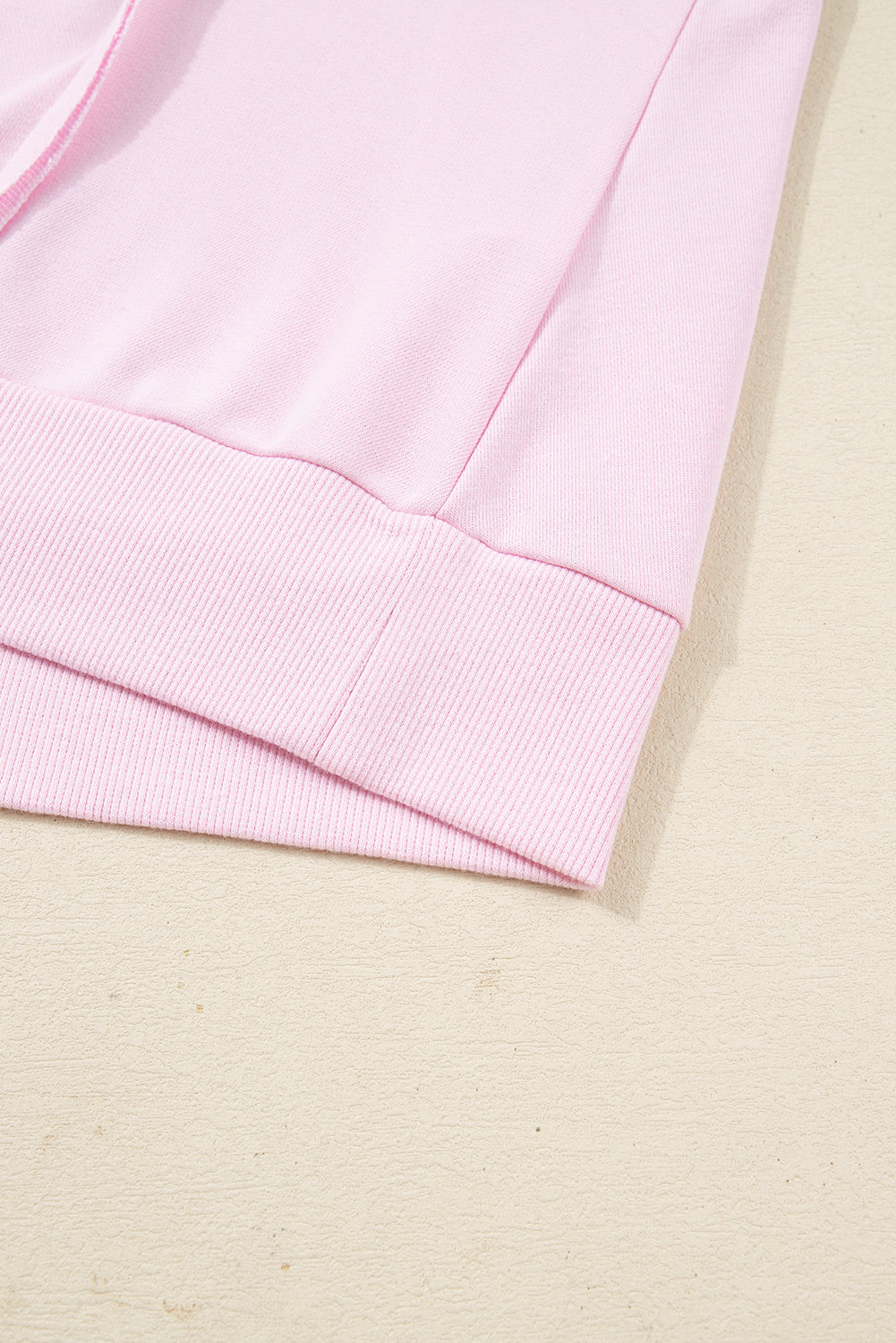 Pink Plus Size Mix Floral Patched Sleeve Ribbed Trim Baggy Sweatshirt f98be78fcb6de2aa