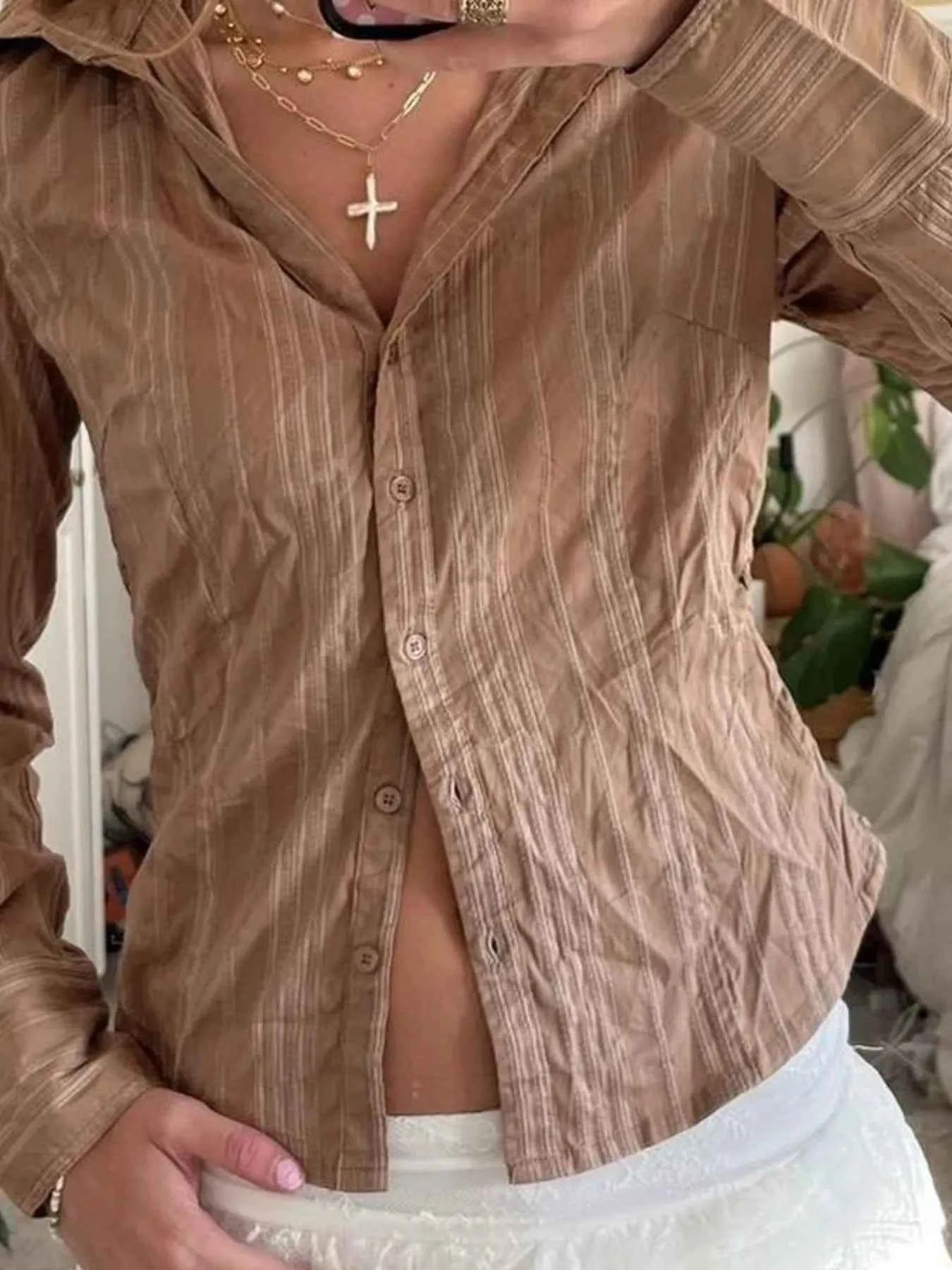 Printed Button-Down Long Sleeve Shirt