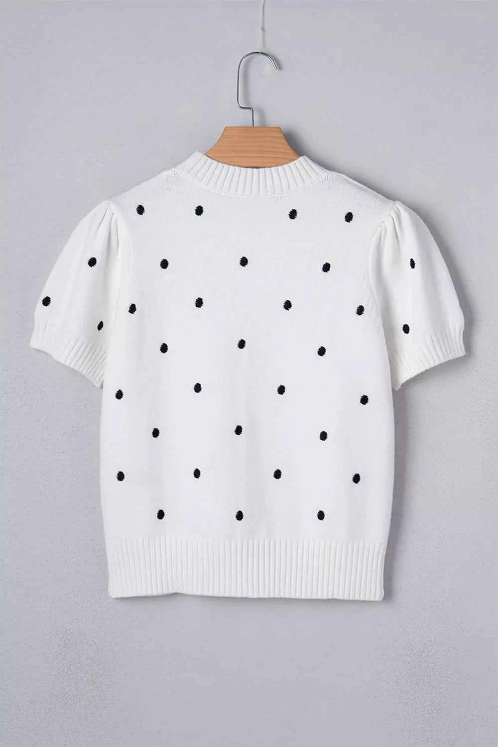 Elegant Polka Dot Bubble Short Sleeve Sweater f9a91241-b529-41c3-a6eb-e560701c2e86-Max-Origin