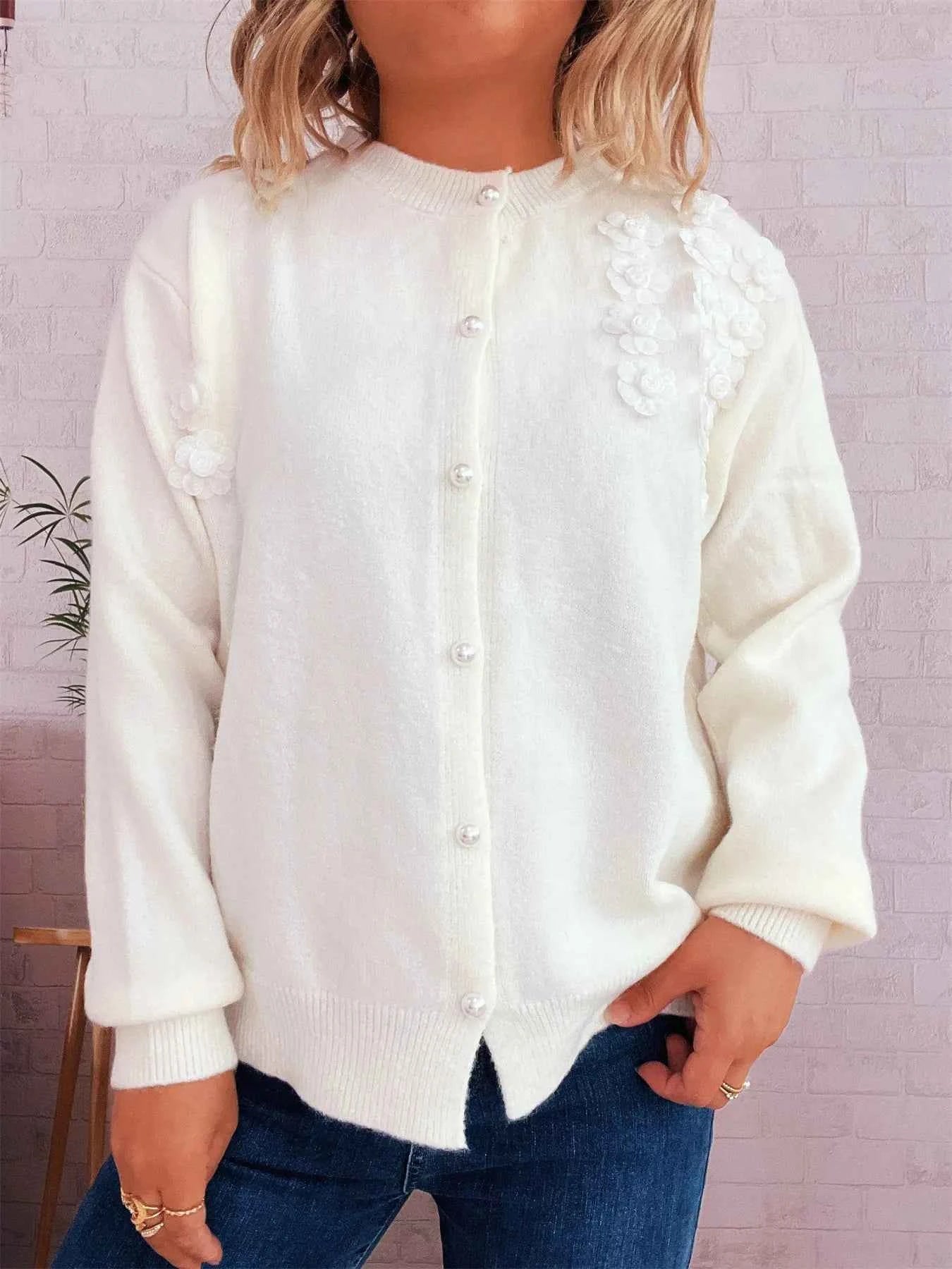 Flower Button Up Long Sleeve Cardigan f9a9cd55699243fda23347d28c088213-Max-Origin