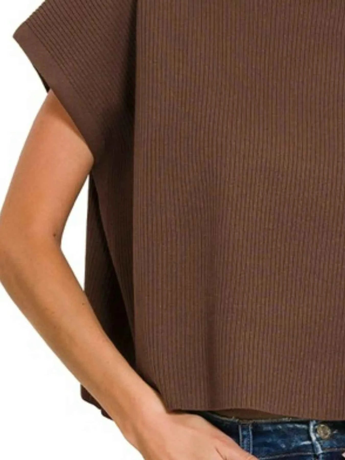 Zenana Viscose Mock Neck Short Sleeve Boxy Sweater f9baae41-bb5d-4b4f-82a5-a0673746e3c2-Max-Origin