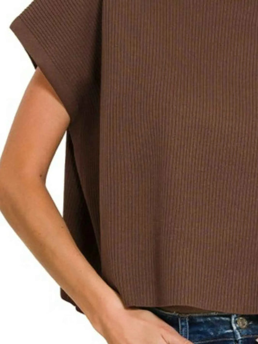 Viscose Mock Neck Short Sleeve Boxy Sweater f9baae41-bb5d-4b4f-82a5-a0673746e3c2-Max-Origin