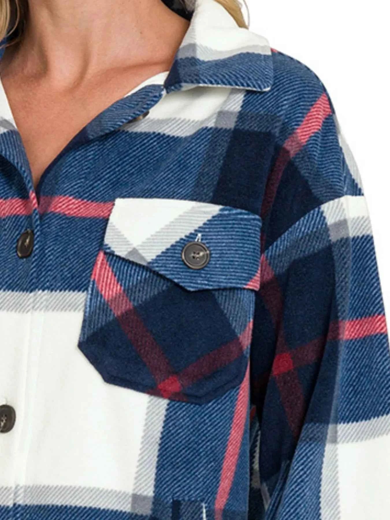 Zenana Oversized Plaid Fleece Shacket f9c0fefe-86a4-4703-b854-b5d6e04c9121-Max-Origin