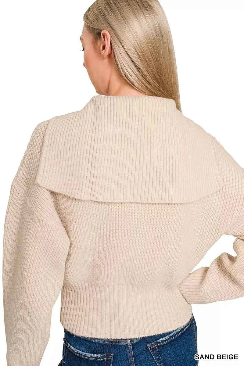 Zenana Ribbed Collared Zip Up Sweater Cardigan f9c3a681006b4e2faf1489ccb791b9cd-Max-Origin