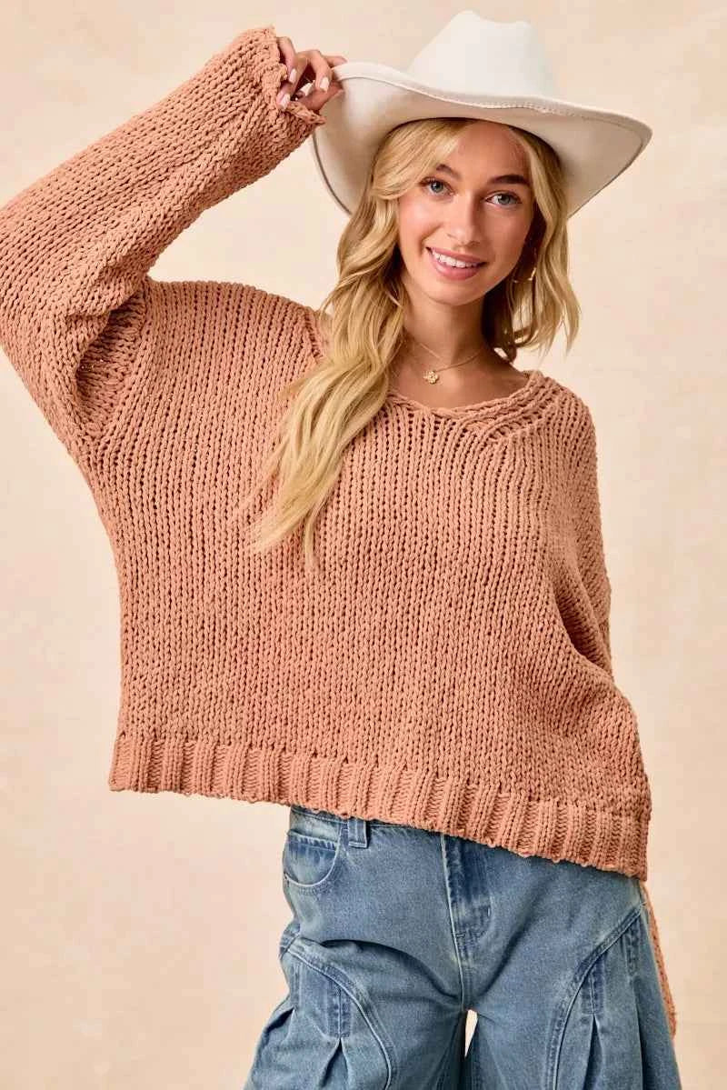 BiBi Chunky Knit Sweater with Flower Detail Sleeves f9c49e97dc8c4d08a2ae350f9ff84bb2-Max-Origin