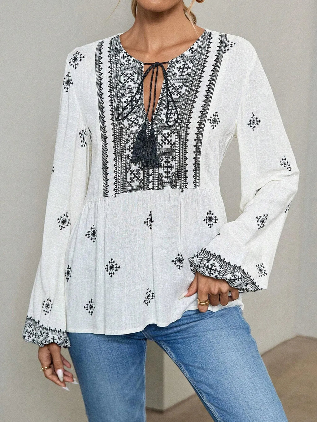 Tie Front Long Sleeve Blouse f9c917df19ac4023a2a39003a7fd58f2-Max-Origin