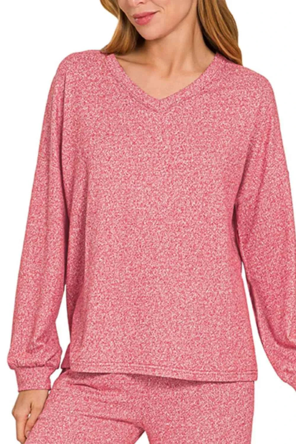 Zenana Soft Melange Long Sleeve Tee & Pants Set f9c9f9f2-4a1a-455a-8798-e3ce7a7f99bb-Max-Origin