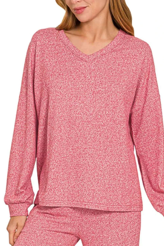 Zenana Soft Melange Long Sleeve Tee & Pants Set f9c9f9f2-4a1a-455a-8798-e3ce7a7f99bb-Max-Origin