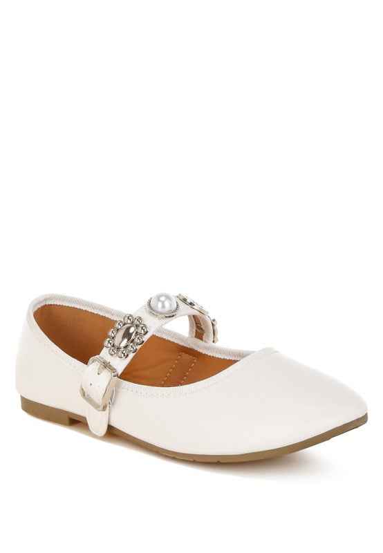 Kavana Charms Embellished Flat Mary Janes White f9ddc84d-1da9-450d-a6a2-f10bc6fe5f31