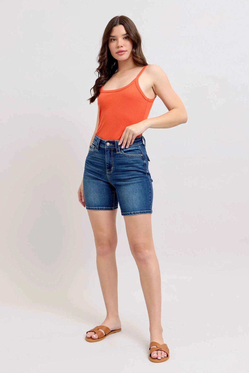Judy Blue Full Size High Waist Bermudas Jeans W/ Back Flap Pockets Plus Size f9e1a0d35ebb4910a4a9f7233733a928-Max-Origin