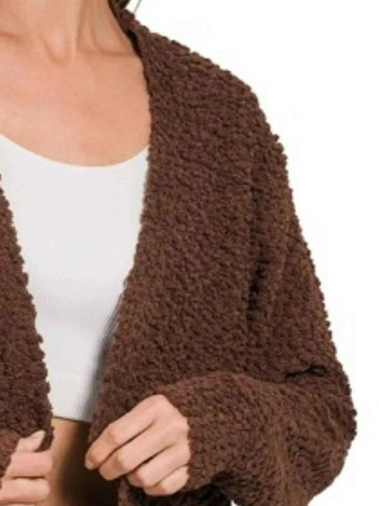 Long Sleeve Popcorn Sweater Cardigan with Pockets f9e7e6ae-224e-489c-9fe2-b763e1635701-Max-Origin