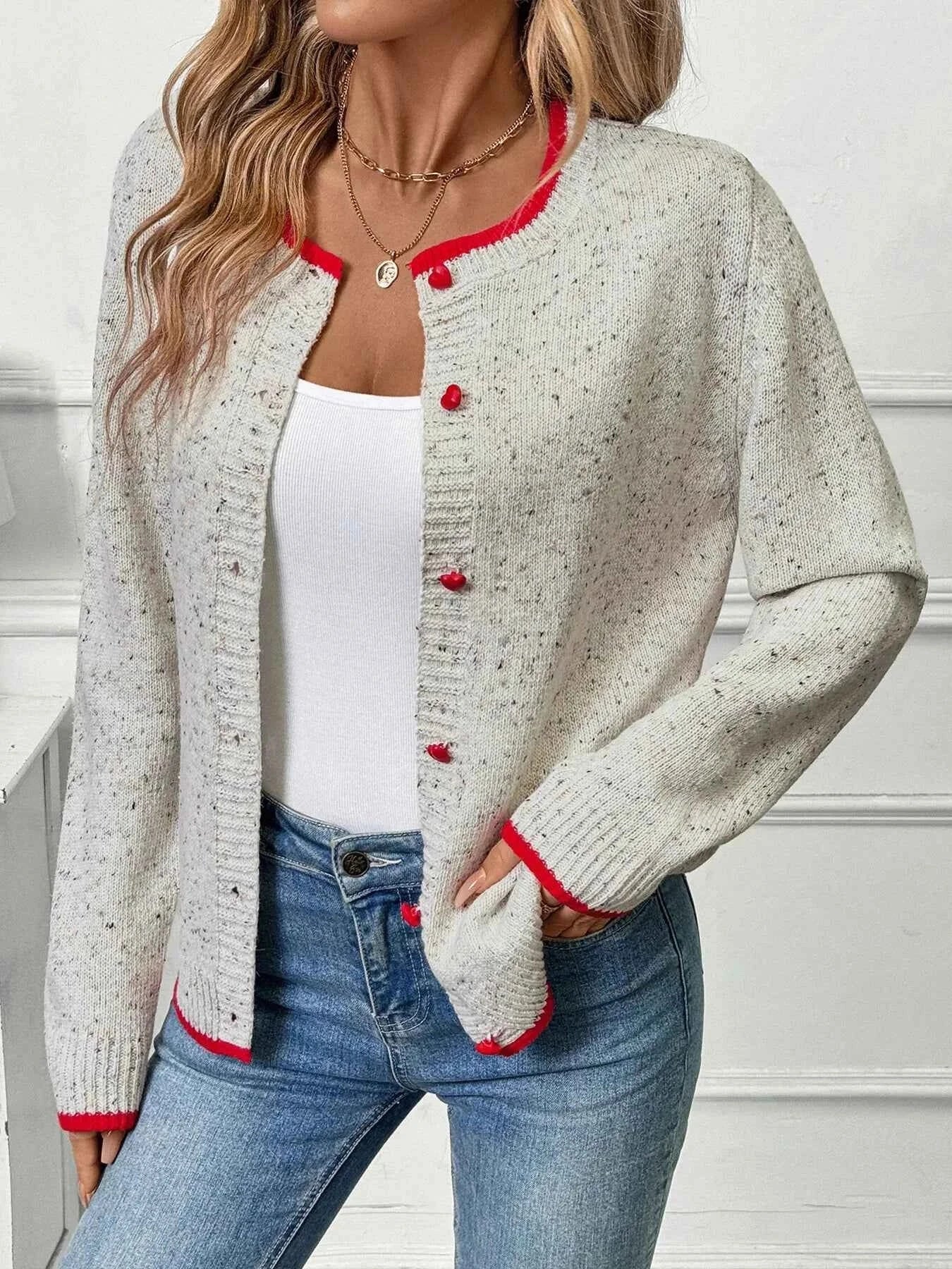 Contrast Trim Button Up Long Sleeve Cardigan fa034f05374a4ffa8a2b110a46945d10-Max-Origin