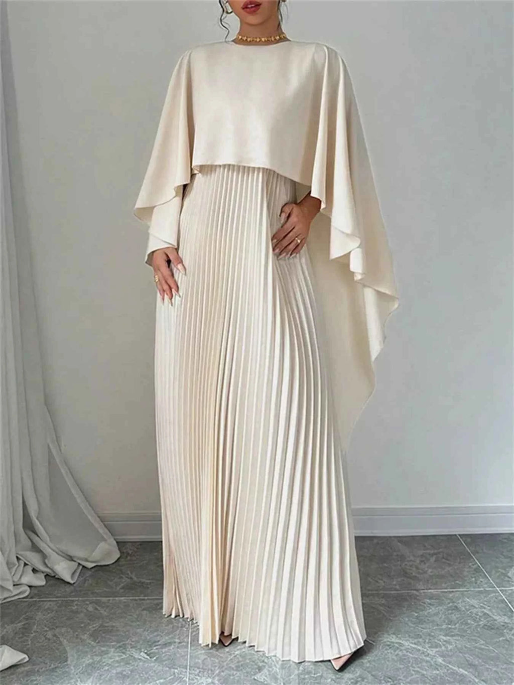 Cape Pleated Maxi Dress fa1a1acc3a5b4fde834f13fac393131b-Max-Origin