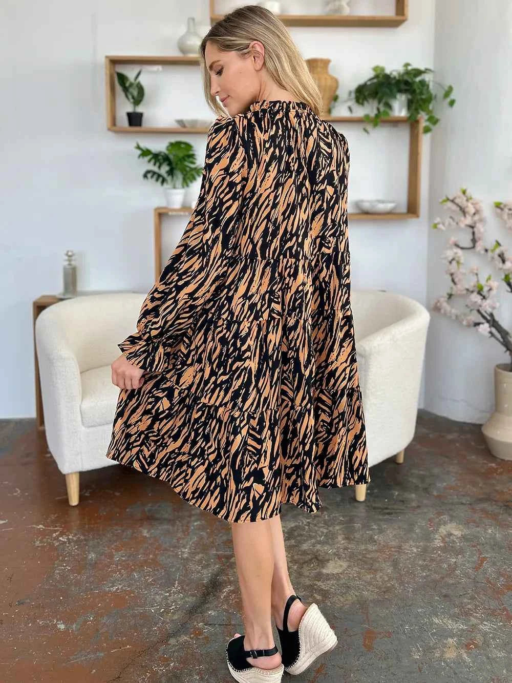 Double Take Full Size Printed Ruffle Hem Long Sleeve Dress fa1f0a1e-18fc-4f9b-9708-517f18a3d4d7-Max