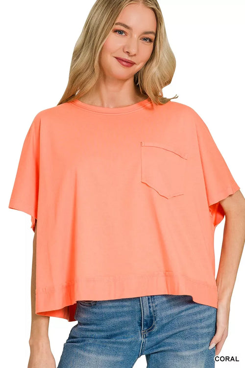 Zenana Exposed Seam Boxy Top CORAL fa2b0192ad8e4d1eae2d0037b07ec9b2-Max-Origin