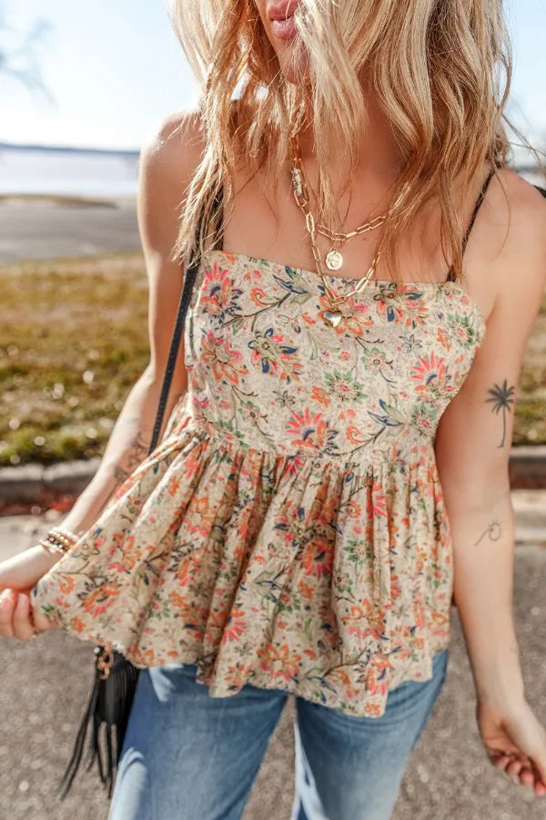 Floral Spaghetti Strap Peplum Cami fa323d38-4acd-455b-8fd7-05703c433613-Max