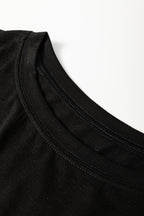 Black Floral Mesh Sleeve Fake Two-Piece Top fa38f99dd4c228e7