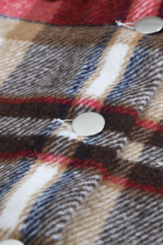 Red Plaid Button Front Pocket Shirt Shacket fa3ffb8e7b0dc3e2