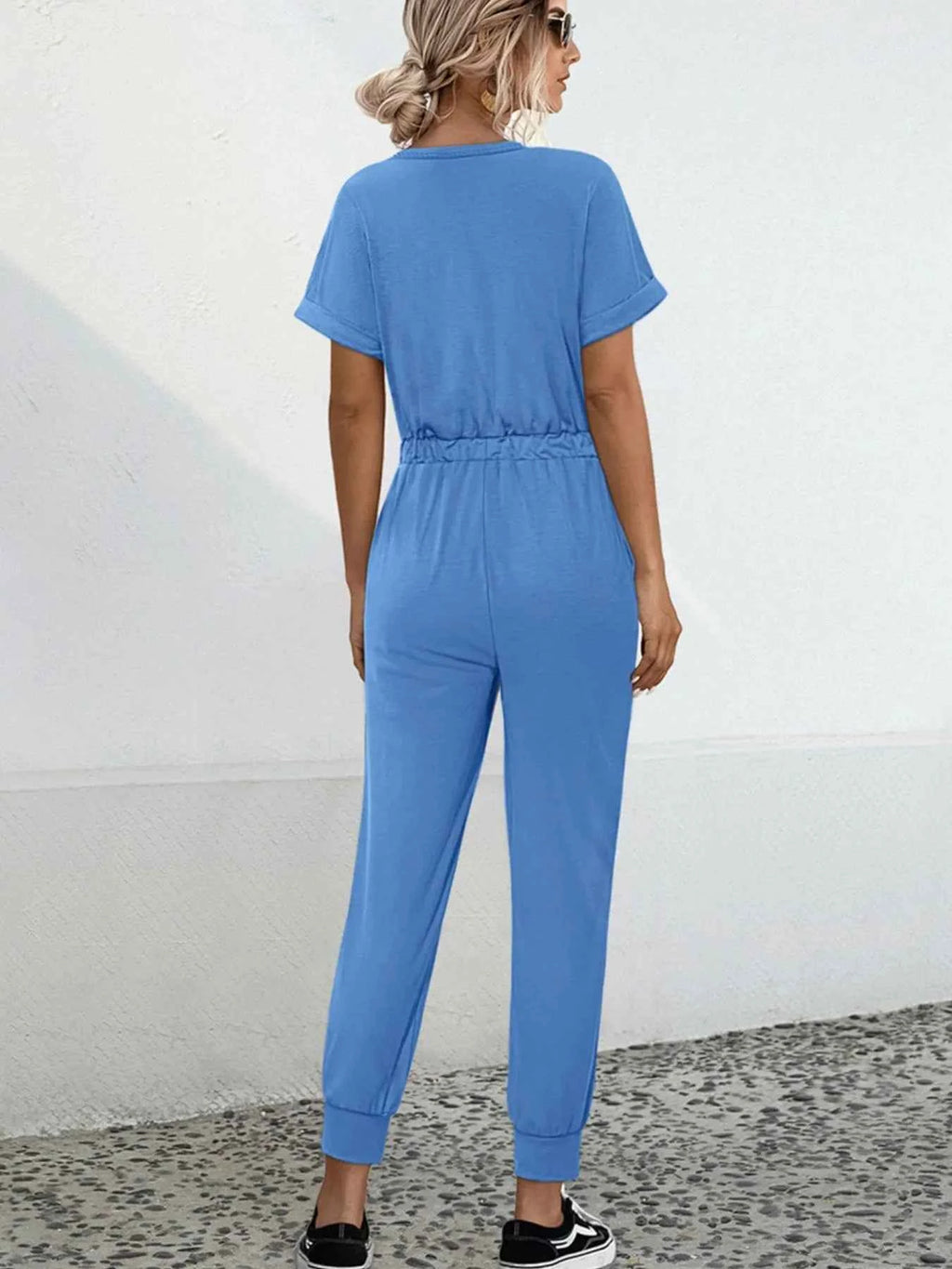 Drawstring Waist Short Sleeve Jumpsuit fa427446-6687-4438-ac26-704792231dc0-Max-Origin