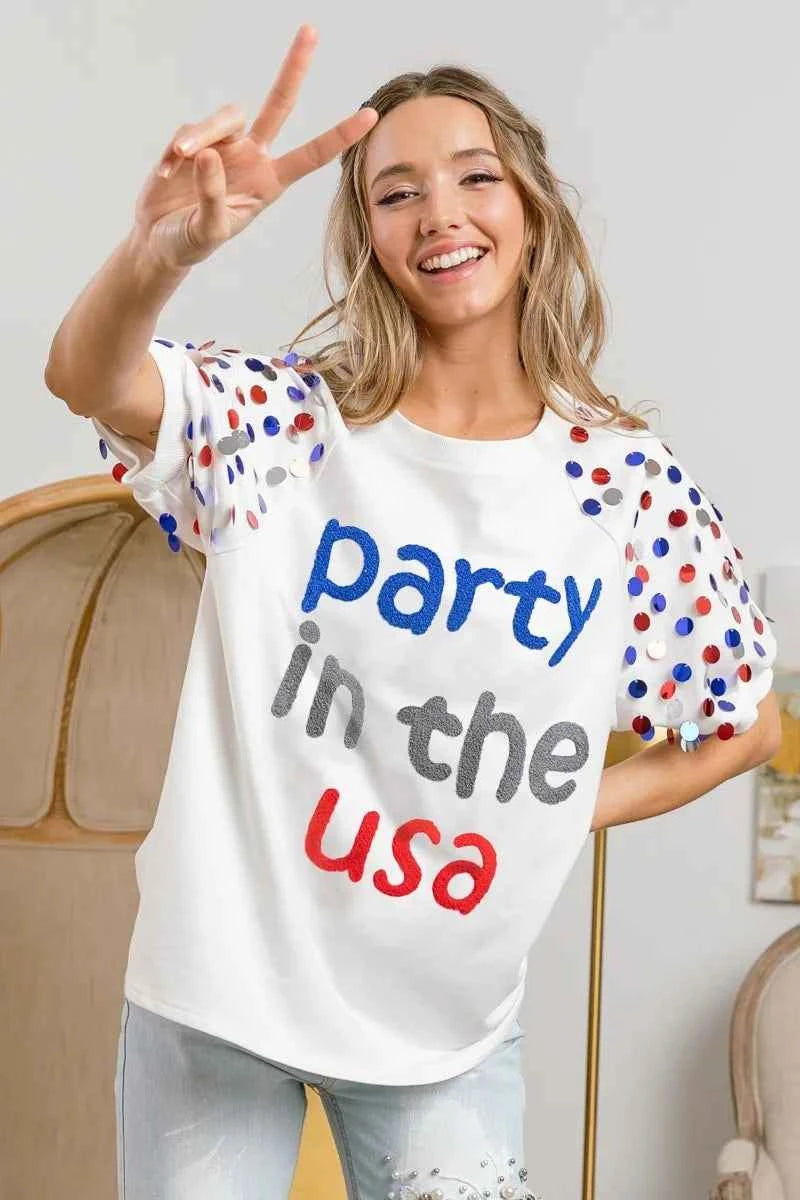 BiBi Party In The Usa Spangle Puff Sleeves Top fa444cd60e5343ff96b07e5cce68f8d6-Max-Origin