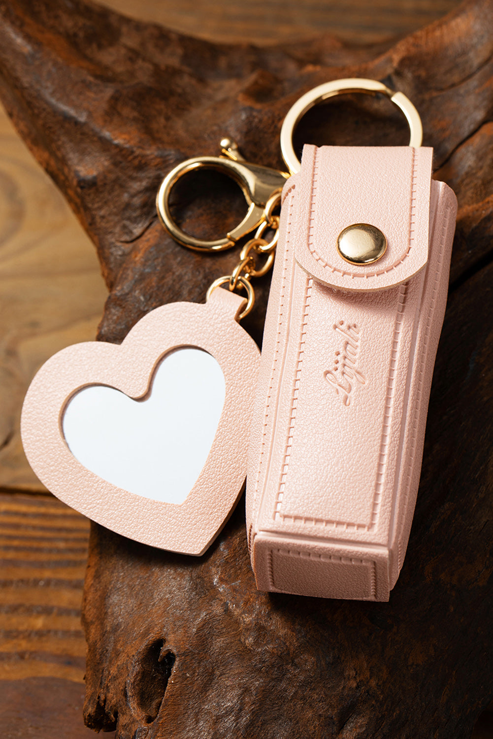 Apricot Pink Portable Lipstick Pocket Heart Decoration Keychain fa48bd6d39942af8