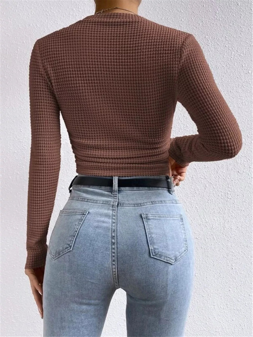 Waffle Knit Long Sleeve T-Shirt fa4945b9e8d5444dbde18e2dea06d791-Max-Origin
