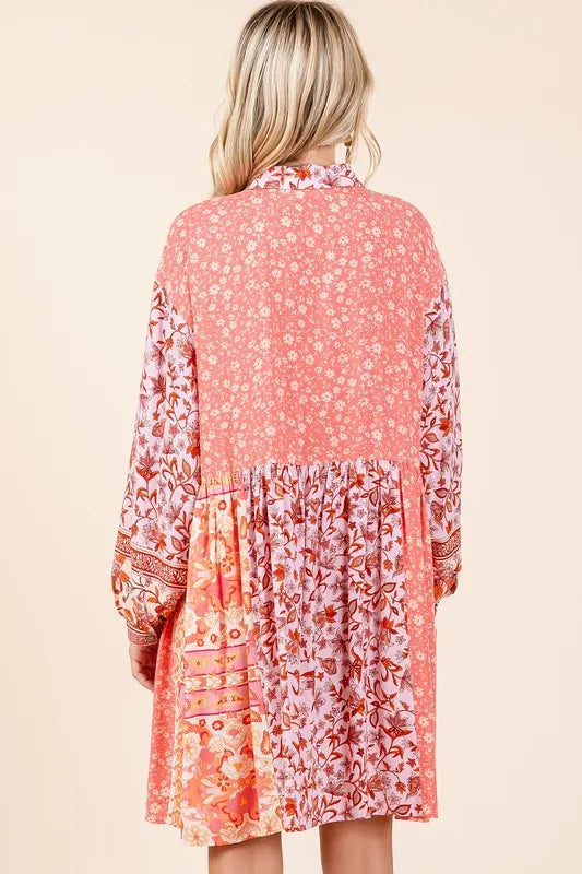 Mittoshop Floral Button Detail Long Sleeve Shirt Dress fa4aa439-3bdb-48f9-a63b-e9446578fd01-Max