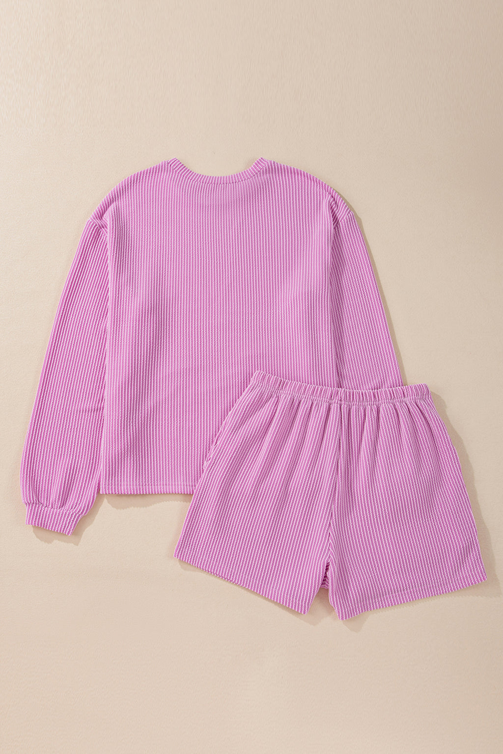 Phalaenopsis Corded Ribbed Sequin Donut Heart Graphic Long Sleeve Pullover and Shorts 2pcs Set fa54e7e7be8e2b71