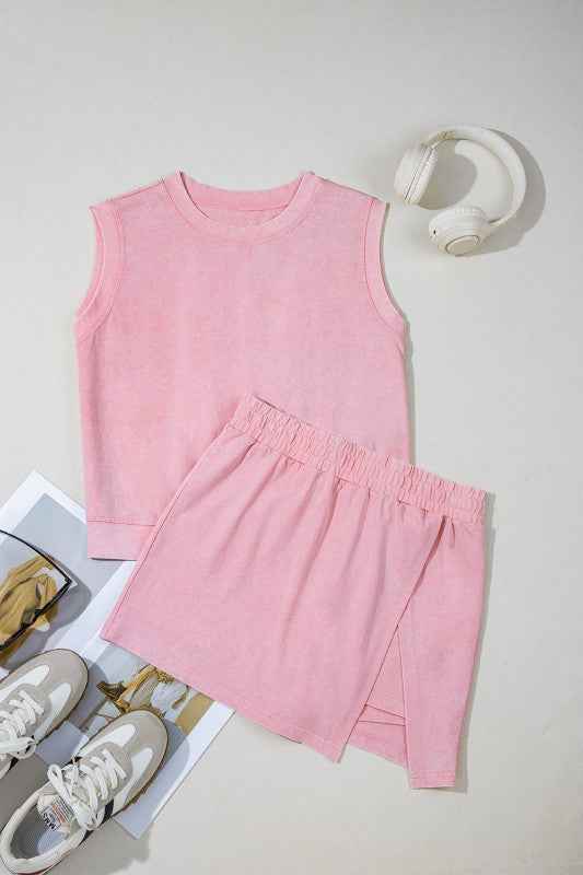 Mineral Wash Tank Top and Lined Split Skirt Set fa5ecf4a-4539-434d-9078-b94b22256bf9