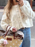 Textured Knit Button-Down Cardigan Ivory fa6319d5511b4f9e8808cb7e9dae6033-Max-Origin