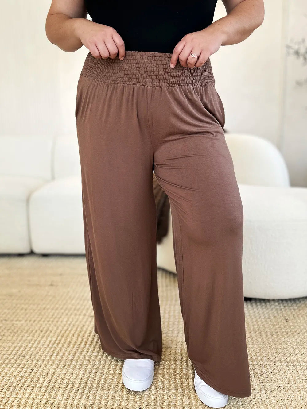 Basic Bae Full Size Smocked Wide Waistband Wide Leg Pants fa6b01f7-ae94-4810-ab76-968e532c56a6-Max