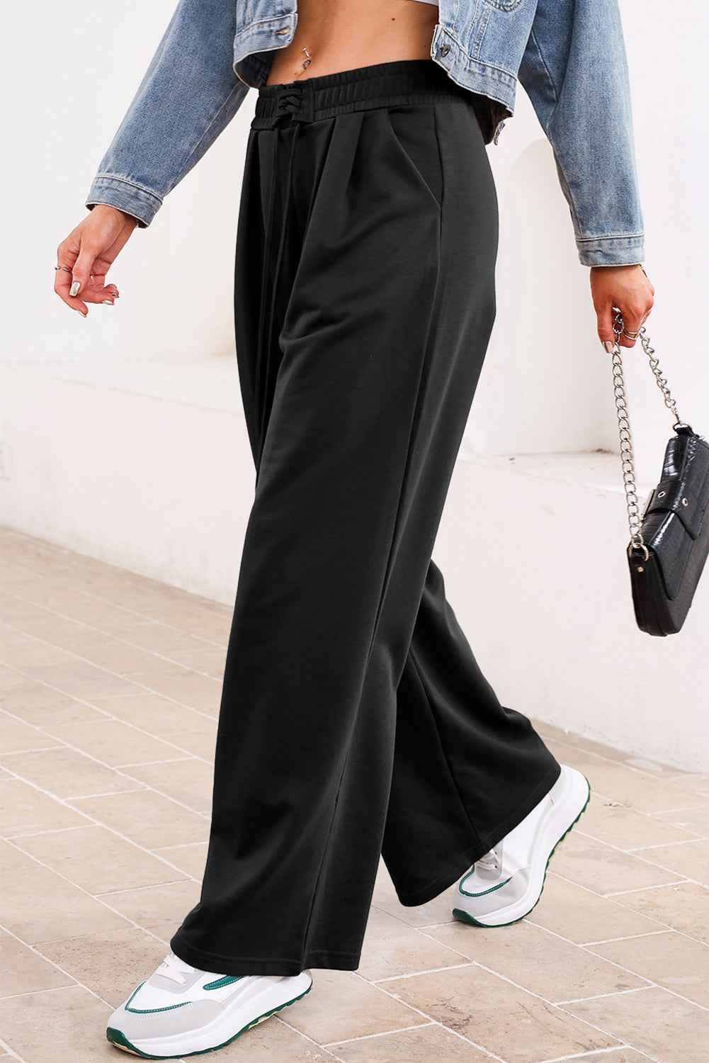 Dearlovers Black Tied Elastic High Waist Pleated Detail Solid Sweatpants fa6b839c5e66b5c5