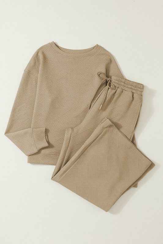 Textured Top and Pants Set fa6f4b72-4de5-4014-aa88-21b9b9ccc028
