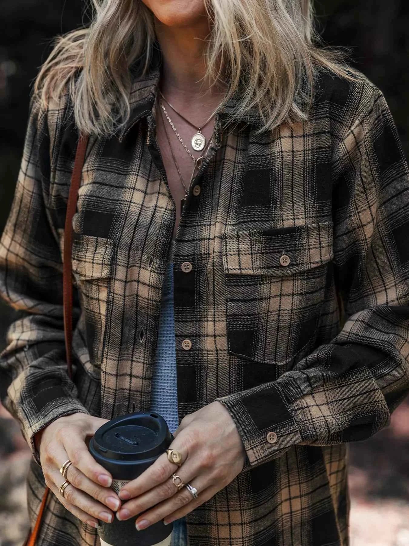 Plaid Double Flap Pocket Brushed Shacket fa70ecee4f8e4b58a0b58ea3dc50b940-Max-Origin