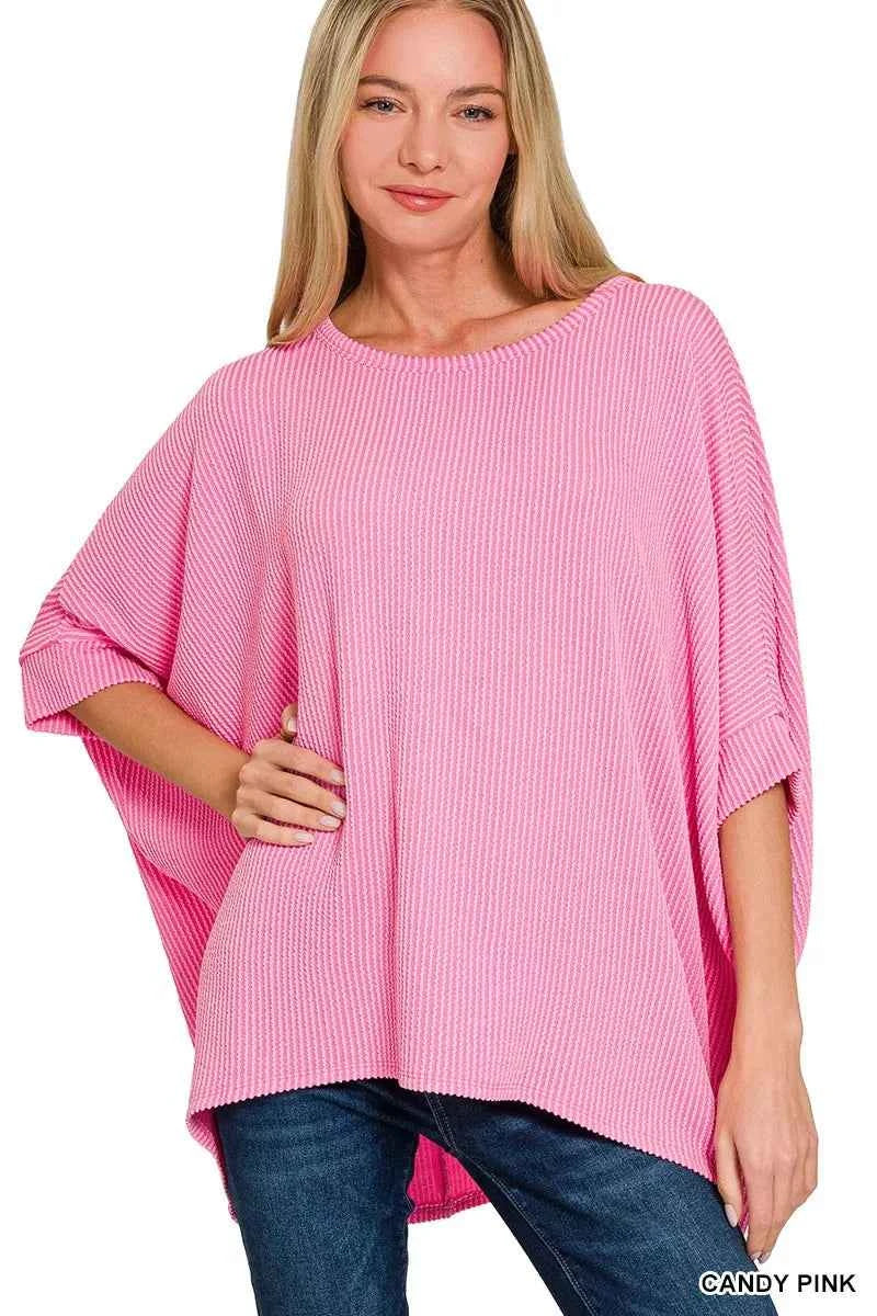 Zenana Raised Rib Bat Sleeve Top CANDY PINK fa7105b64b7e4dc89519b01ac1d87031-Max-Origin