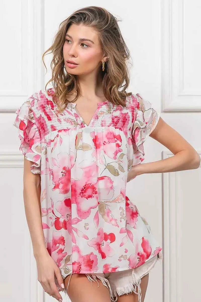 BiBi Floral Print Flutter Sheer Top fa7212cab0db47cfb40dc40633a59dbd-Max-Origin