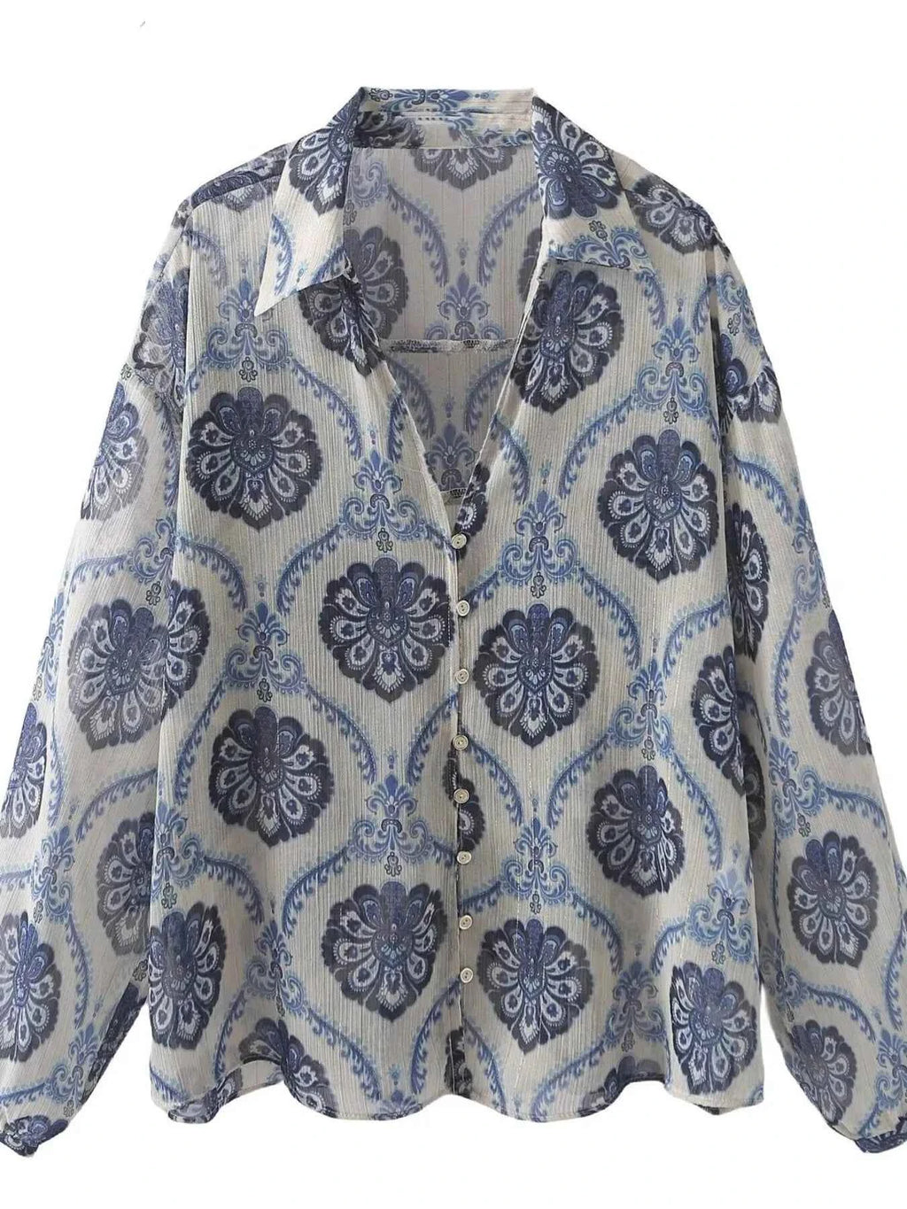 Printed Button Up Long Sleeve Dress Dusty Blue fa72d2c915c8427fb1f5c742f47a64fa-Max-Origin