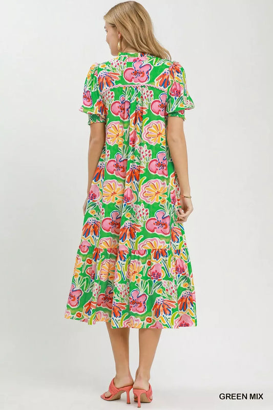 Floral Print Puff Sleeve Tiered Midi Dress fa8166f5-1792-491f-aa56-cb3fa7790d0f-Max-Origin