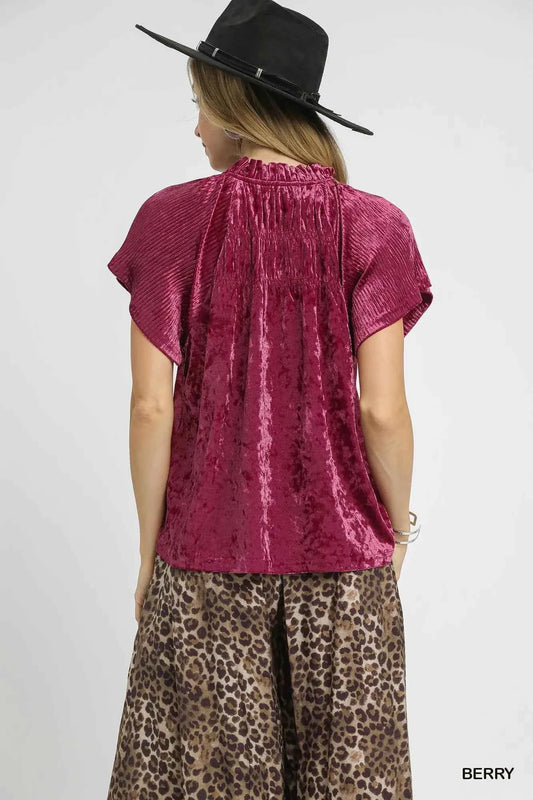 Crushed Velvet Pleated Blouse fa85dcef-8270-47a2-9723-4c0a2b10de30-Max-Origin