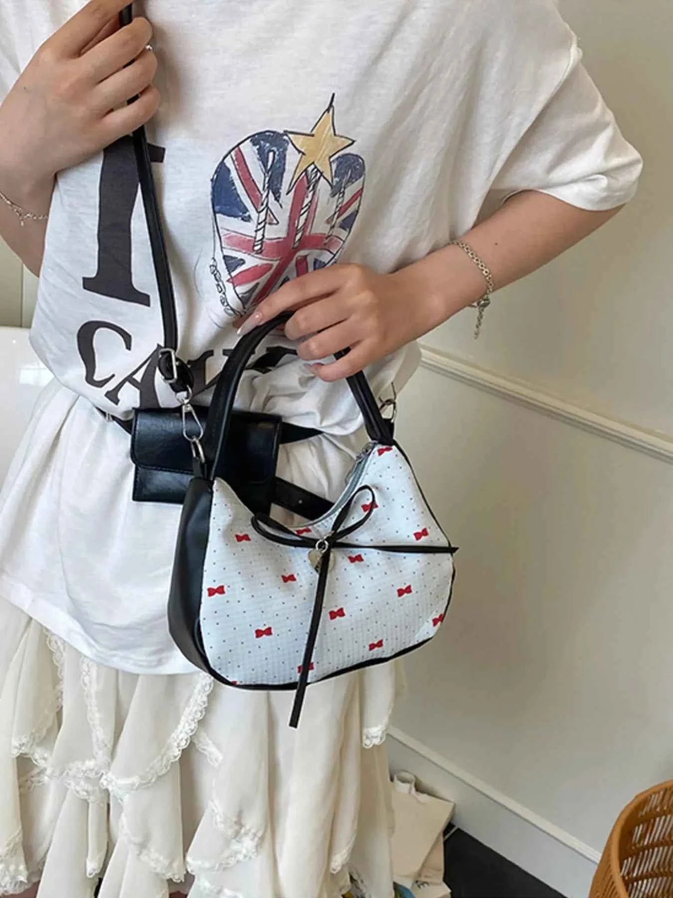 Printed Bow Shoulder Bag fa87845a-b50a-419f-a99e-e65716daadb2-Max-Origin
