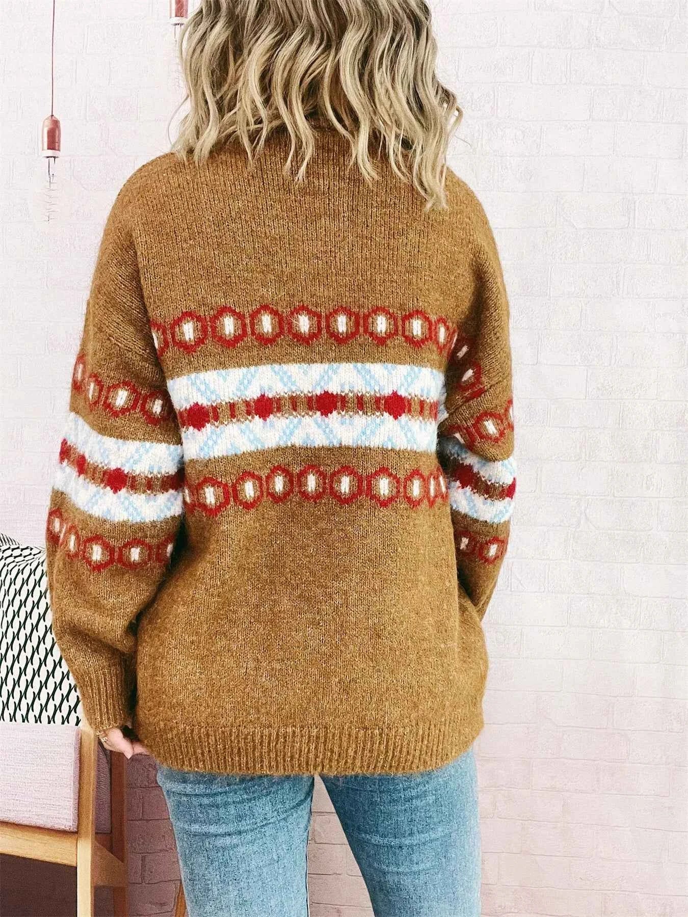 Contrast Round Neck Drop Shoulder Sweater fa8b4ca73e904848825da86125efaede-Max-Origin