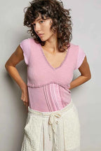 POL V-Neck Lightweight Textured Short Sleeve Knit Top with Lace Trim fa8c9704-7feb-4889-bee7-00cca4c98d82-Max-Origin